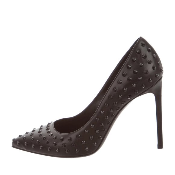 SAINT LAURENT Leather Stud-Embellished Paris Pumps Size 40.5 - Picture 1 of 14